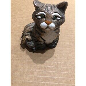 VINTAGE ARTESANIA RINCONADA HAND-MADE CERAMIC BOBCAT WILDCAT ADORABLE Signed